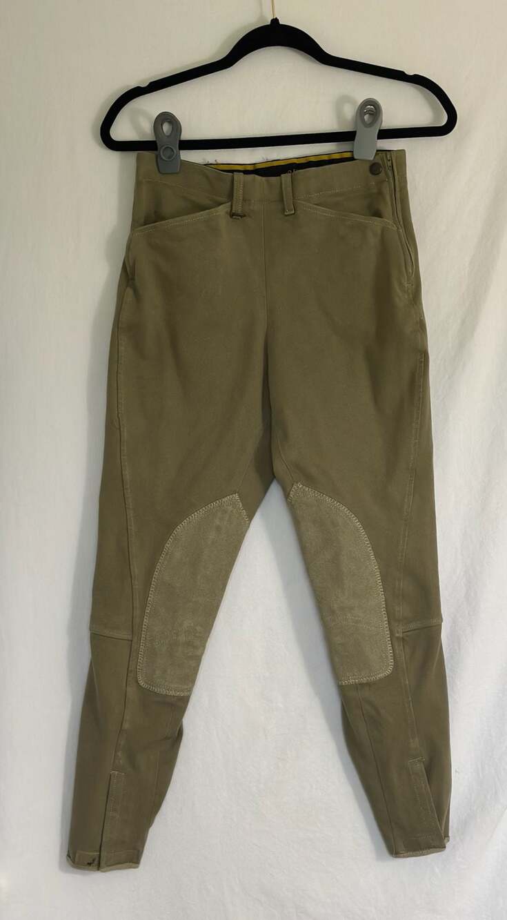 Ovation Gold Circuit Knee Patch Breeches . Olive/Tan, Size 26R